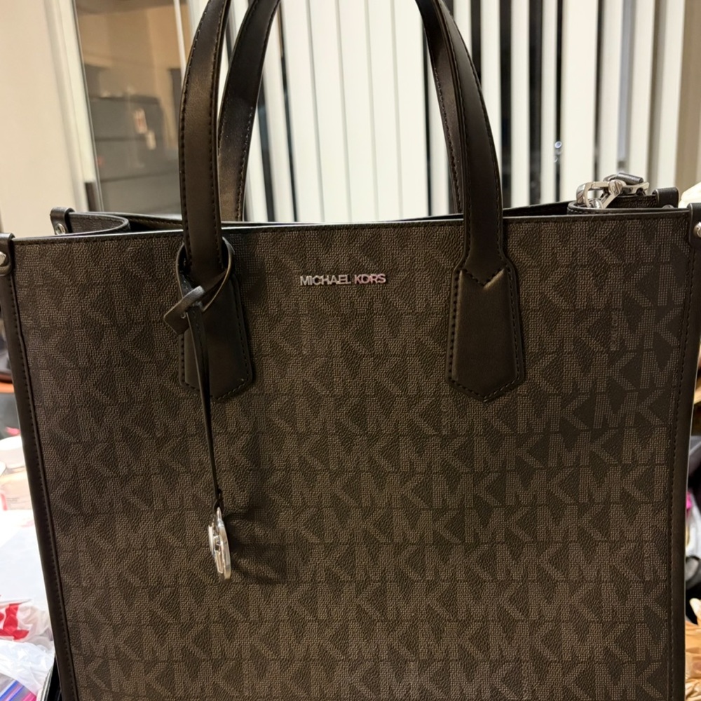 Michael Kors Black and Grey Monogram Briefcase Bag